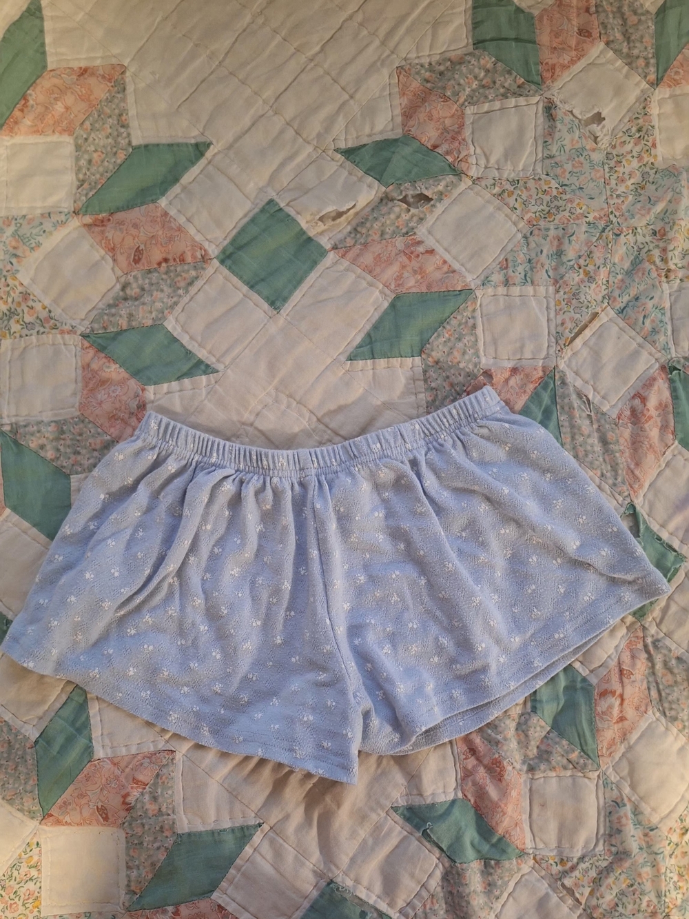 Aeropostale Light Blue Floral Knit Sleep Shorts